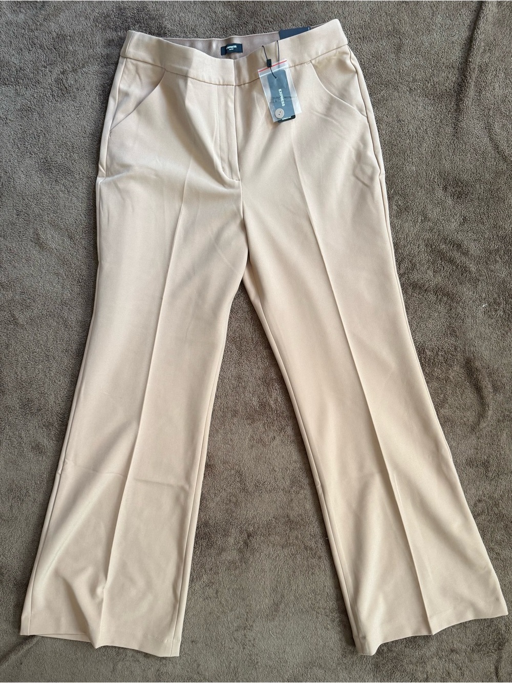 Express Cream Boot-Cut Dress Pants
